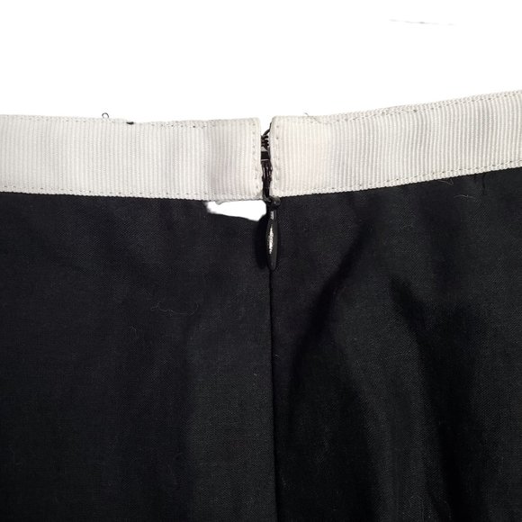 Loft NWT Size 12 Skirt Cotton Pleated A-line Beaded Pom Pom Hem Lined Midi Black - Picture 13 of 13